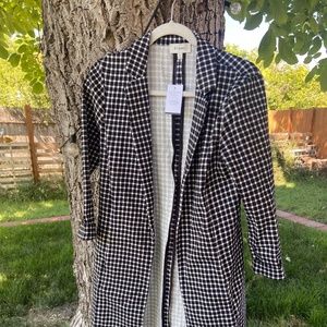 Checked black and white long fall jacket Bohme